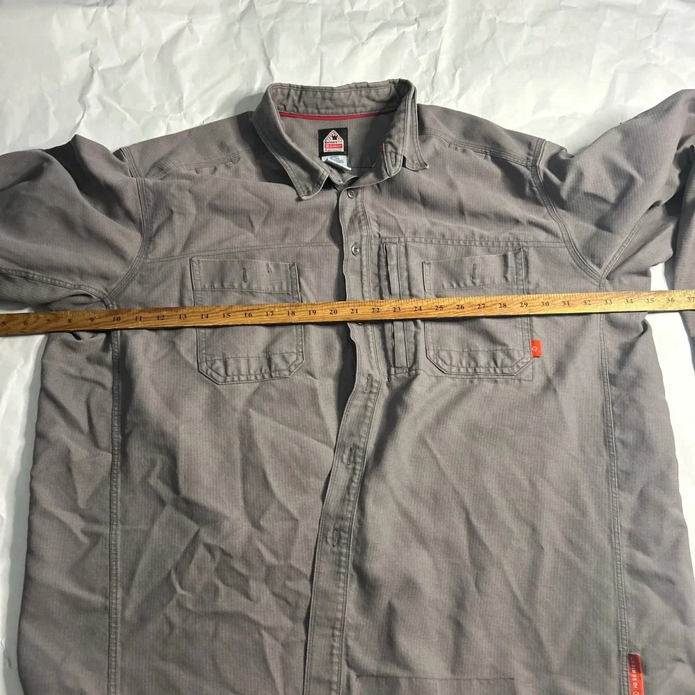 BULLWORK FR Cat 2 Mens IQ Work Shirt XXL‎ Gray Flame Resistant Westex Gen 2